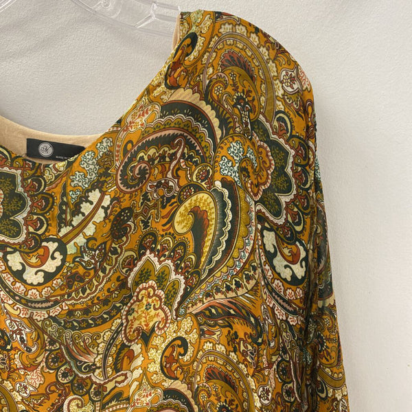 made in Italy WOMEN'S BLOUSE/SHIRT orange red green mix M