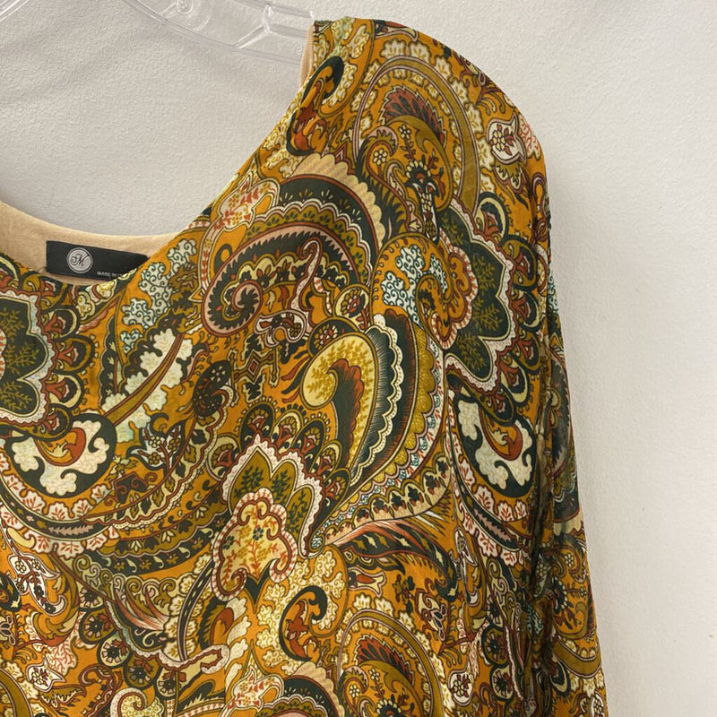 made in Italy WOMEN'S BLOUSE/SHIRT orange red green mix M
