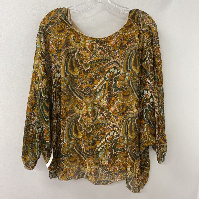 made in Italy WOMEN'S BLOUSE/SHIRT orange red green mix M