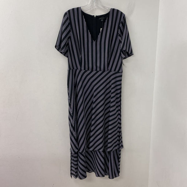 ANN TAYLOR WOMEN'S DRESS black white stripe 14