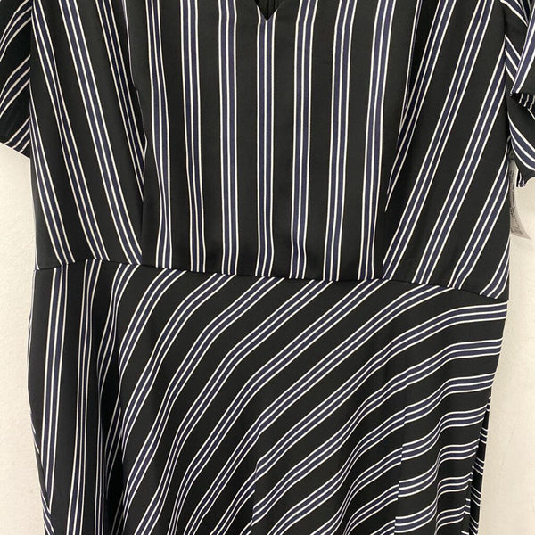 ANN TAYLOR WOMEN'S DRESS black white stripe 14