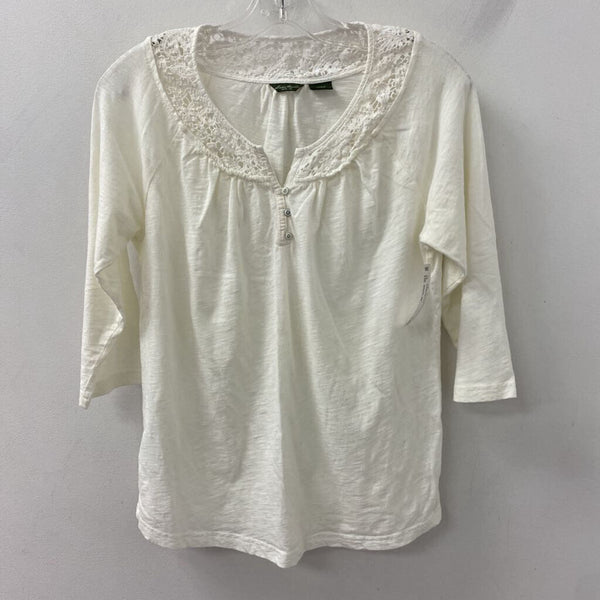 EDDIE BAUER WOMEN'S TOP ivory M