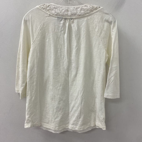 EDDIE BAUER WOMEN'S TOP ivory M
