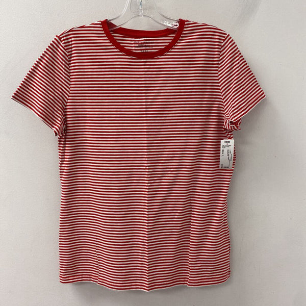 SAKS FIFTH AVE WOMEN'S T-SHIRT red white striped L
