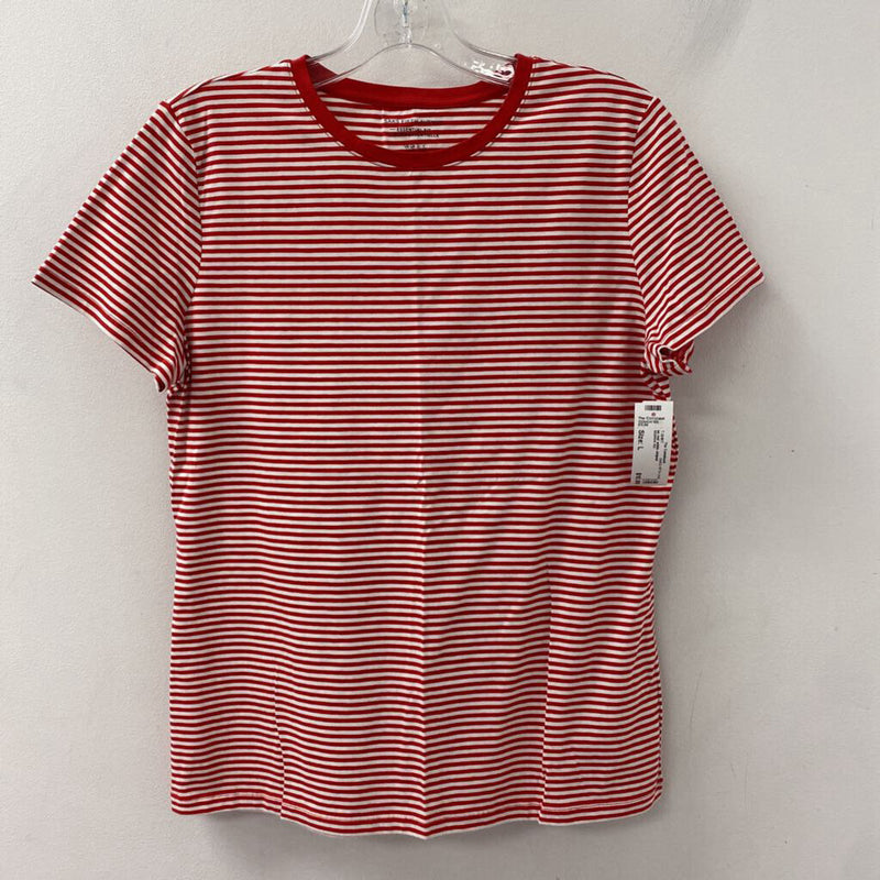 SAKS FIFTH AVE WOMEN'S T-SHIRT red white striped L