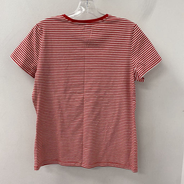 SAKS FIFTH AVE WOMEN'S T-SHIRT red white striped L