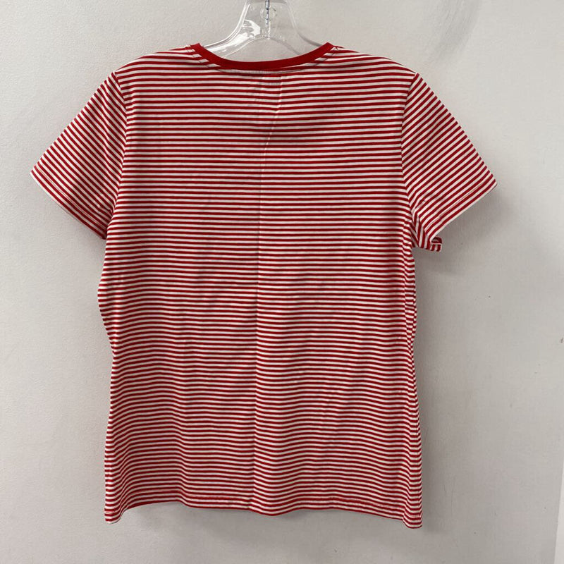 SAKS FIFTH AVE WOMEN'S T-SHIRT red white striped L