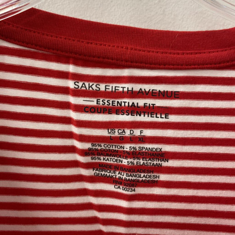 SAKS FIFTH AVE WOMEN'S T-SHIRT red white striped L