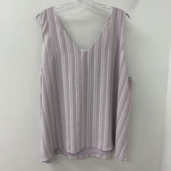 PENNINGTONS WOMEN'S PLUS TOP lilac white 2X