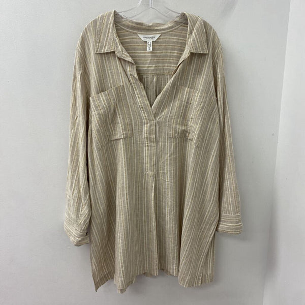 ADDITION ELLE WOMEN'S PLUS TOP beige gold 2X