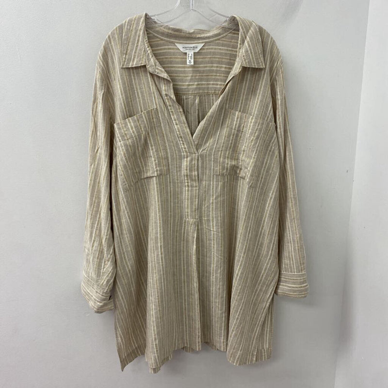 ADDITION ELLE WOMEN'S PLUS TOP beige gold 2X