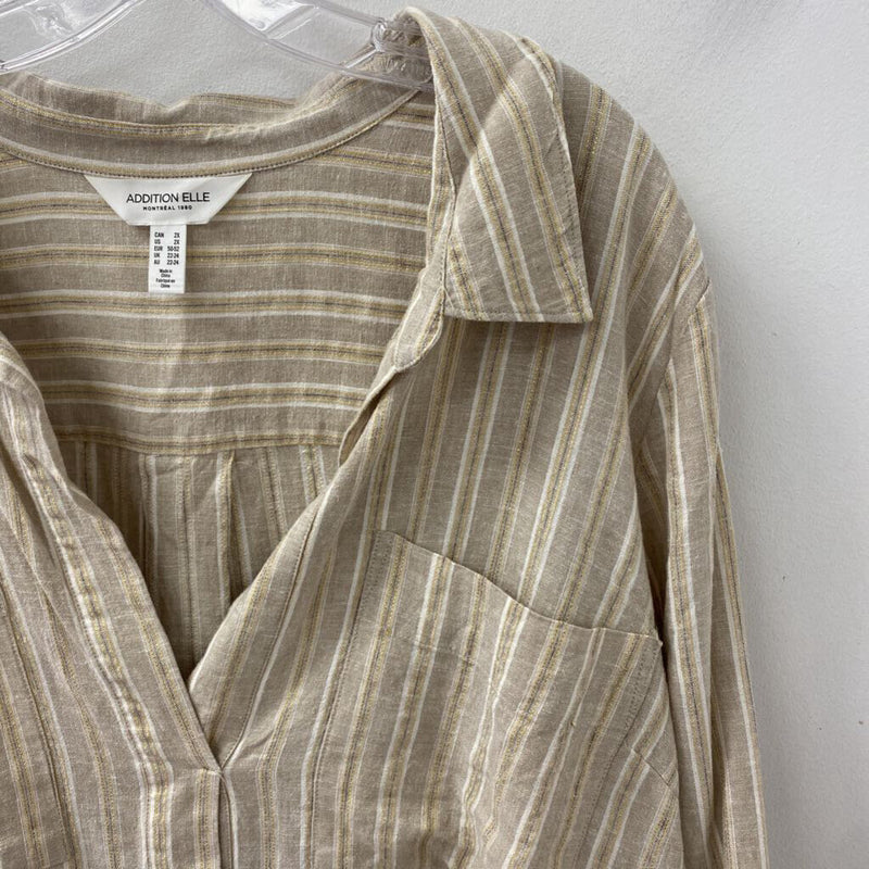 ADDITION ELLE WOMEN'S PLUS TOP beige gold 2X