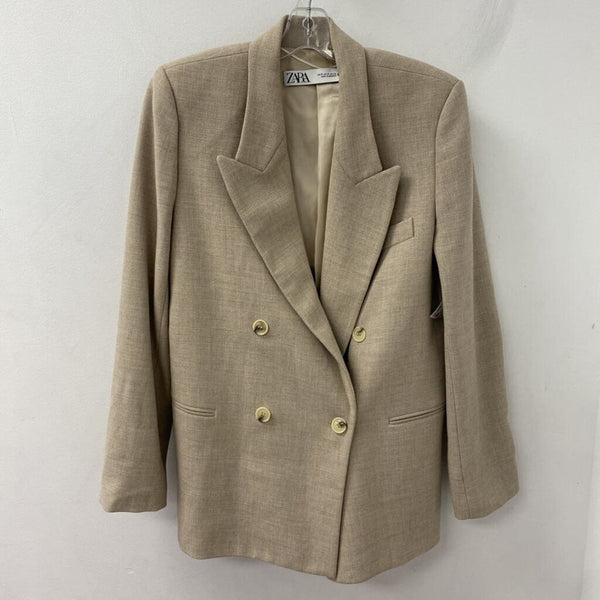 ZARA WOMEN'S BLAZER/JACKET beige M