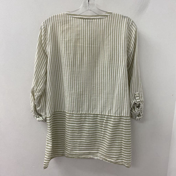 J JILL/PUREJILL WOMEN'S BLOUSE/SHIRT green white M