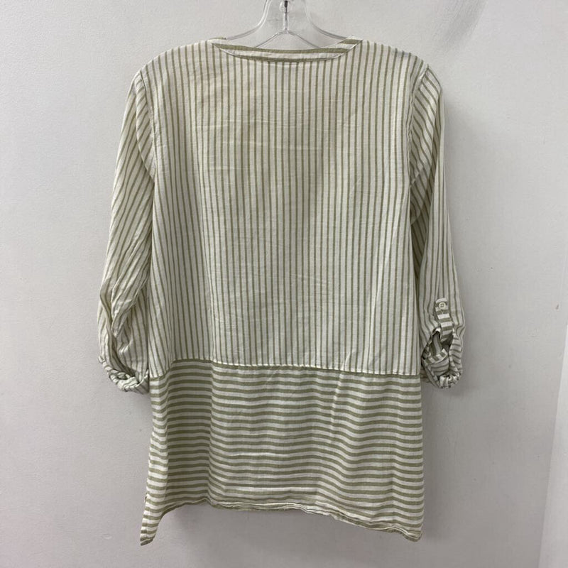 J JILL/PUREJILL WOMEN'S BLOUSE/SHIRT green white M