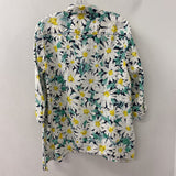 jones new york sport WOMEN'S BLOUSE/SHIRT white green yellow M