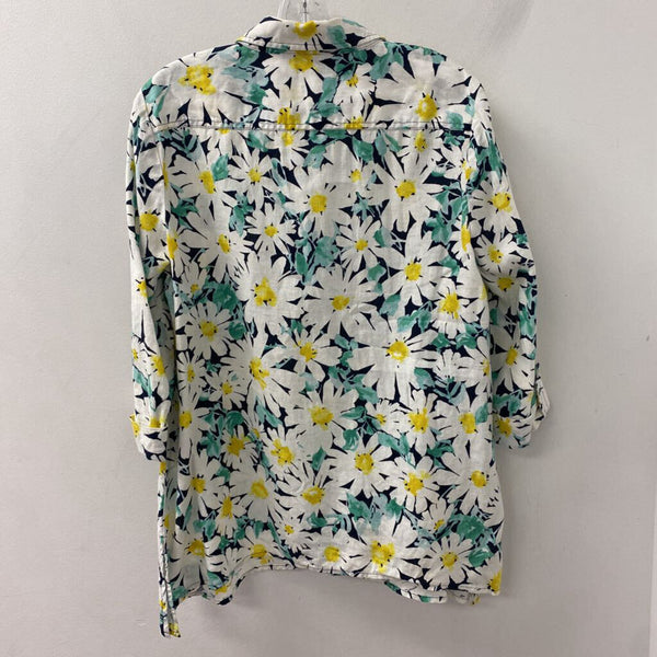 jones new york sport WOMEN'S BLOUSE/SHIRT white green yellow M
