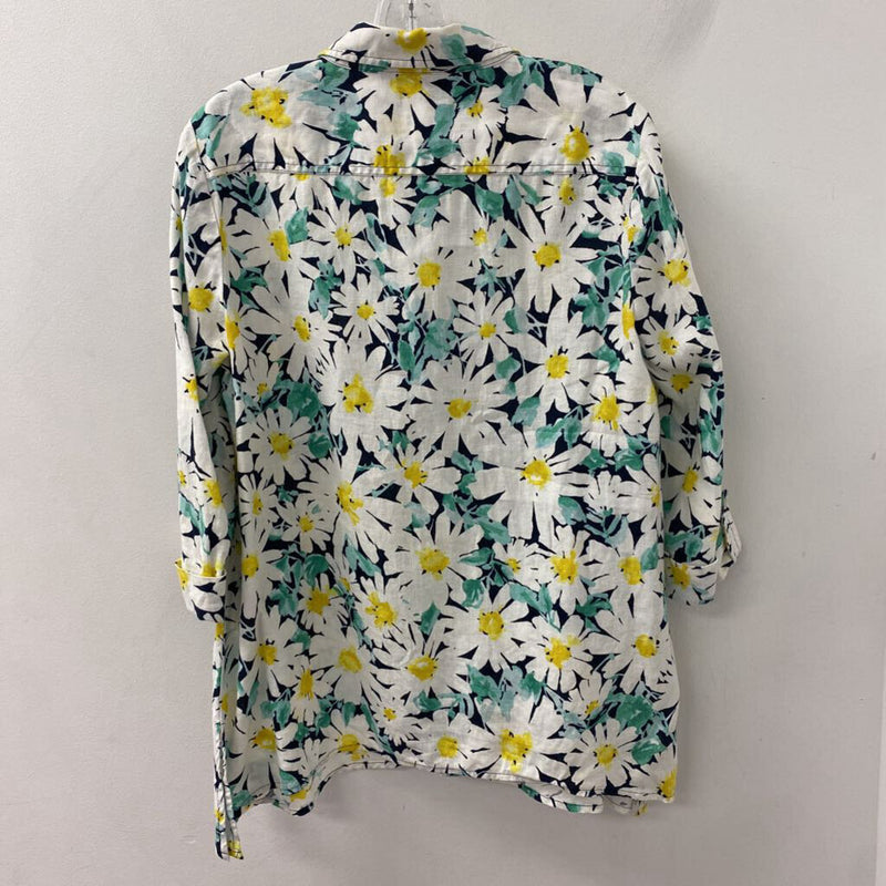 jones new york sport WOMEN'S BLOUSE/SHIRT white green yellow M