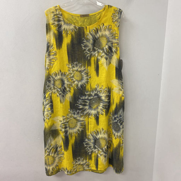 Beyond Capri WOMEN'S DRESS yellow white navy L