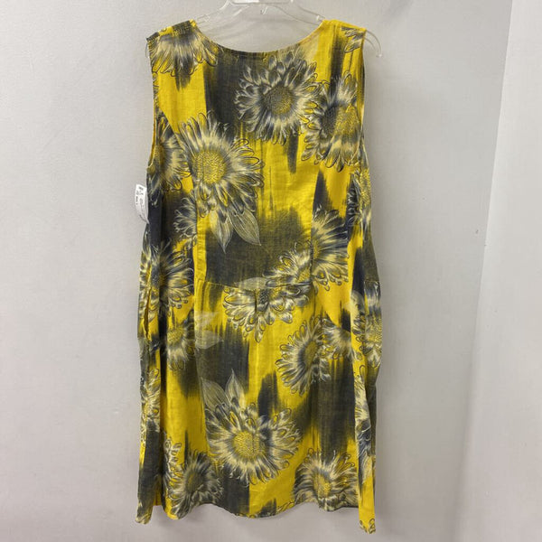Beyond Capri WOMEN'S DRESS yellow white navy L