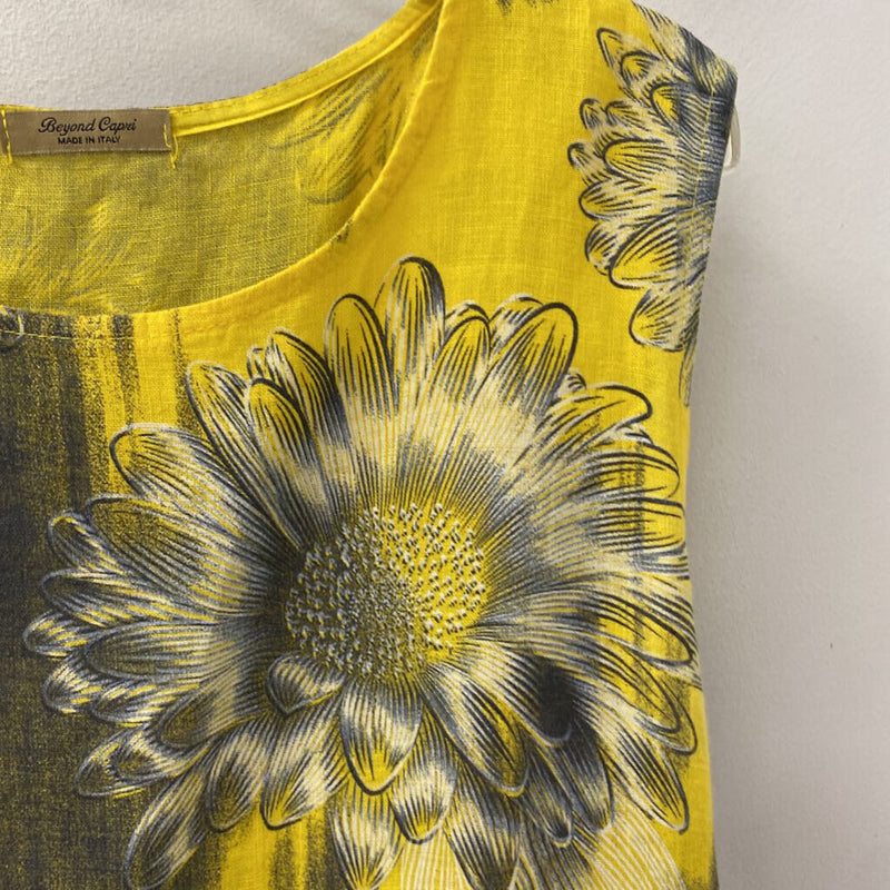 Beyond Capri WOMEN'S DRESS yellow white navy L