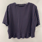 ZARA WOMEN'S BLOUSE/SHIRT striped navy red white M