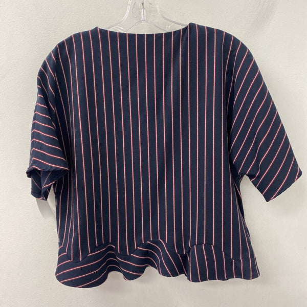 ZARA WOMEN'S BLOUSE/SHIRT striped navy red white M