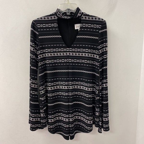 JOSEPH RIBKOFF WOMEN'S TOP black white geo print 6