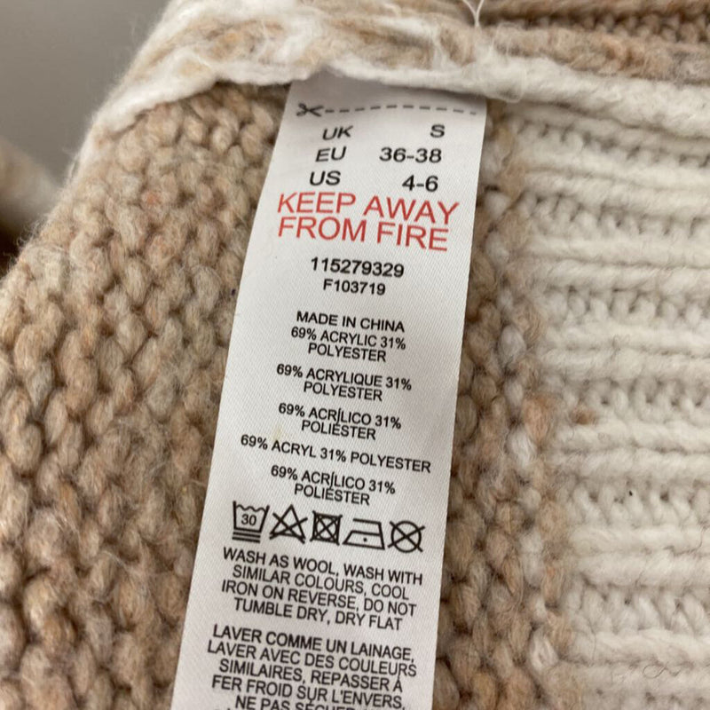 TOPSHOP WOMEN'S CARDIGAN cream tan mix S