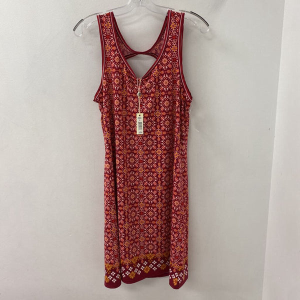 MAX STUDIO WOMEN'S DRESS red burgundy orange mix L
