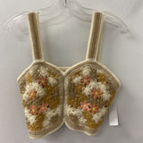 WOMEN'S TOP tan cream pink mix M