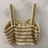 WOMEN'S TOP tan cream pink mix M