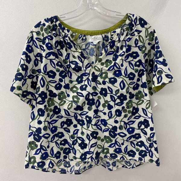 VELVET WOMEN'S BLOUSE/SHIRT whote navy green S