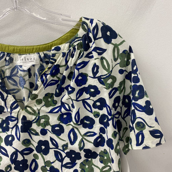 VELVET WOMEN'S BLOUSE/SHIRT whote navy green S