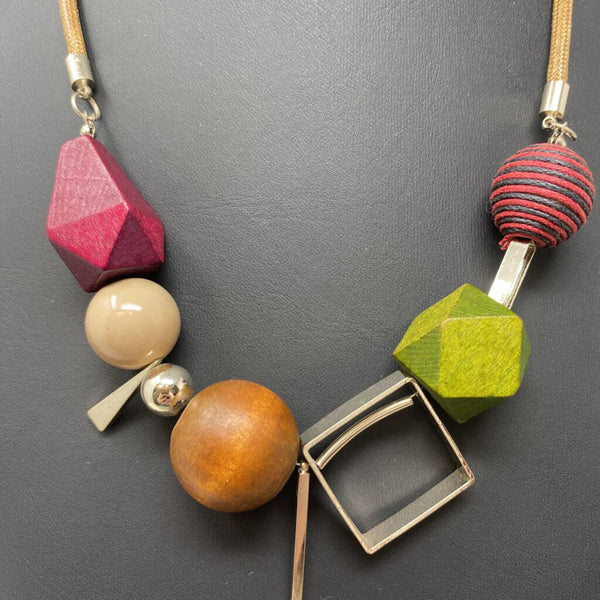 WOMEN'S NECKLACE brown burgundy green mix