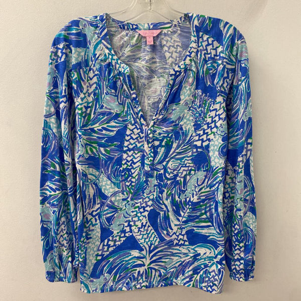 lilly pulitzer WOMEN'S BLOUSE/SHIRT white blue purple M
