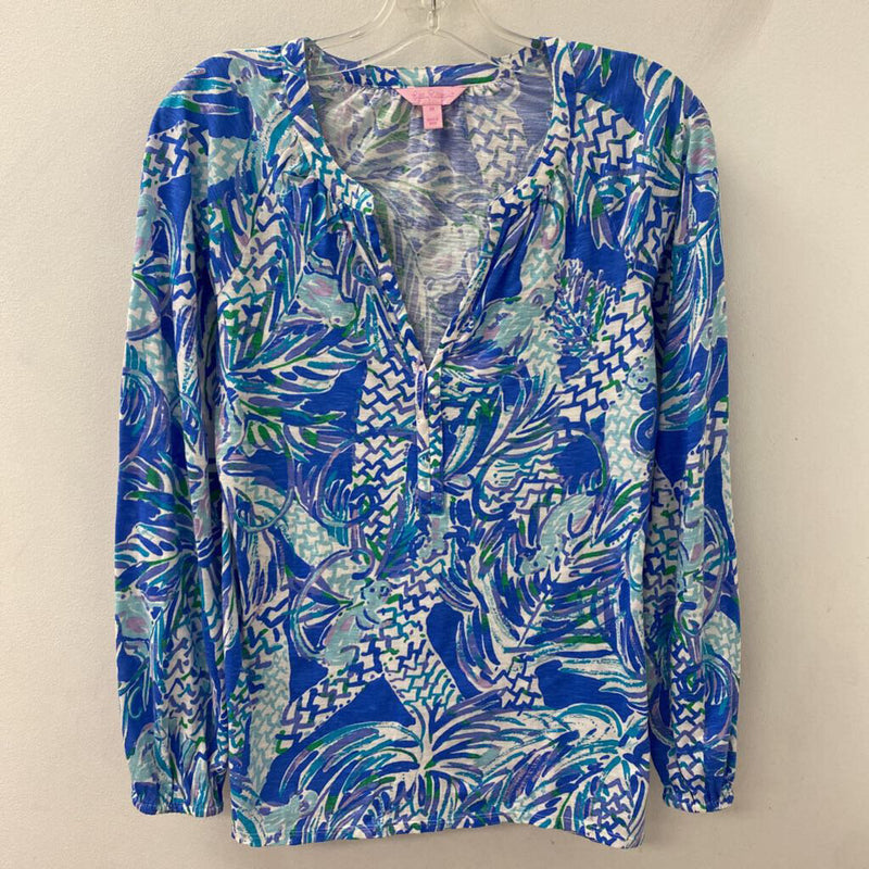 lilly pulitzer WOMEN'S BLOUSE/SHIRT white blue purple M