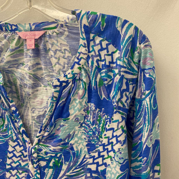 lilly pulitzer WOMEN'S BLOUSE/SHIRT white blue purple M