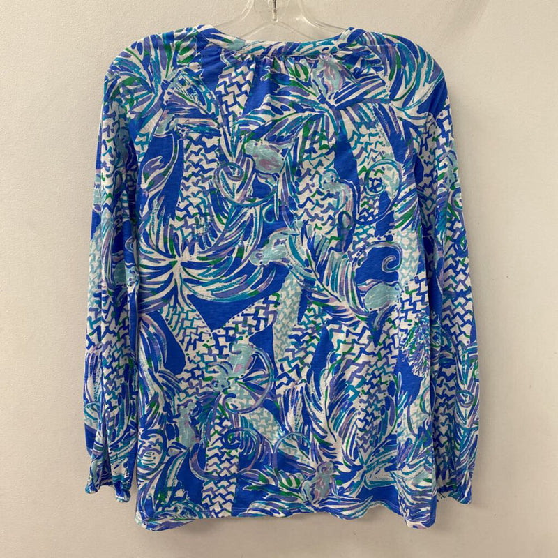 lilly pulitzer WOMEN'S BLOUSE/SHIRT white blue purple M