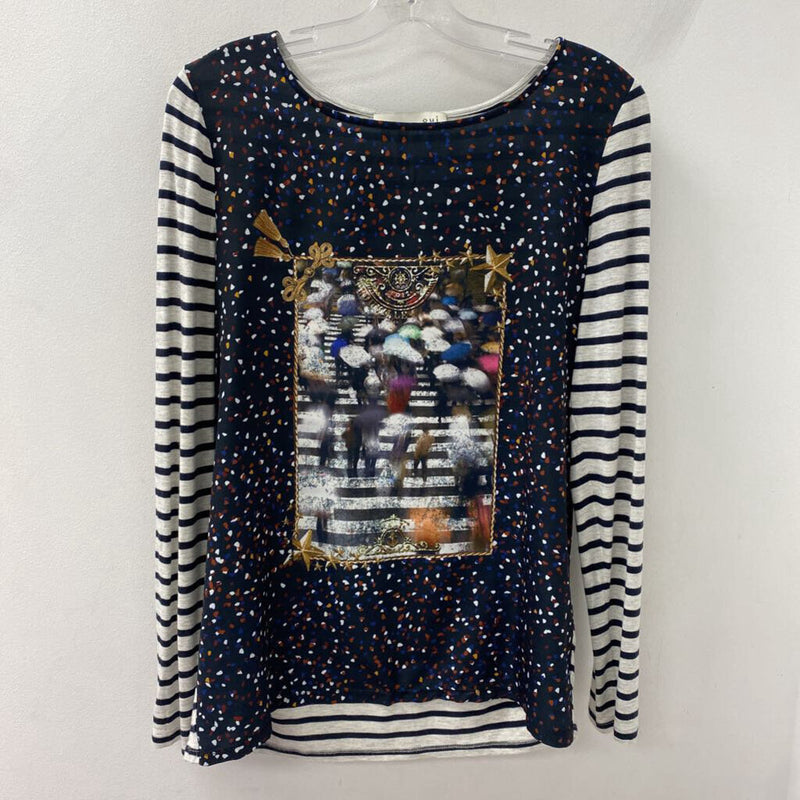 oui WOMEN'S BLOUSE/SHIRT black white multi 8