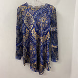 WOMEN'S TOP blue gold mix L