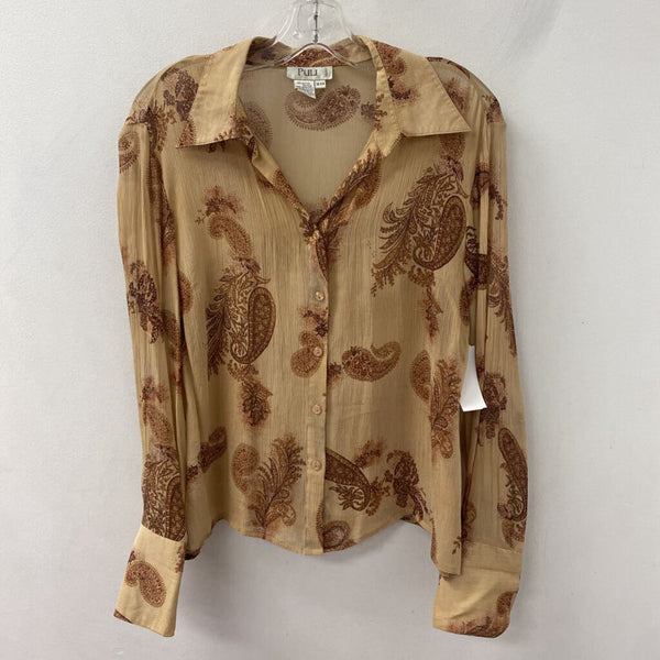 PULI WOMEN'S BLOUSE/SHIRT tan brown mix 14