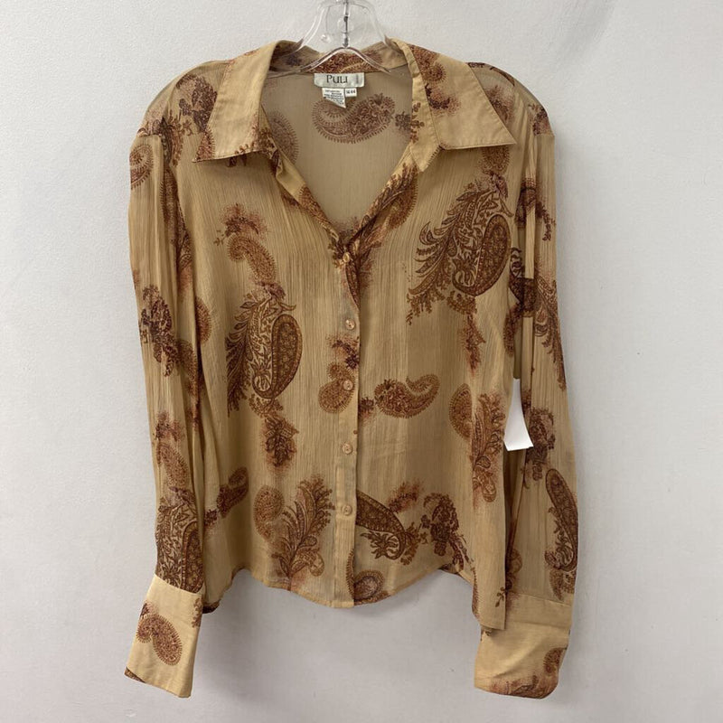 PULI WOMEN'S BLOUSE/SHIRT tan brown mix 14