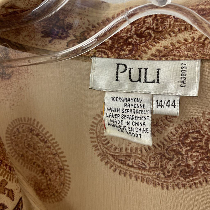 PULI WOMEN'S BLOUSE/SHIRT tan brown mix 14