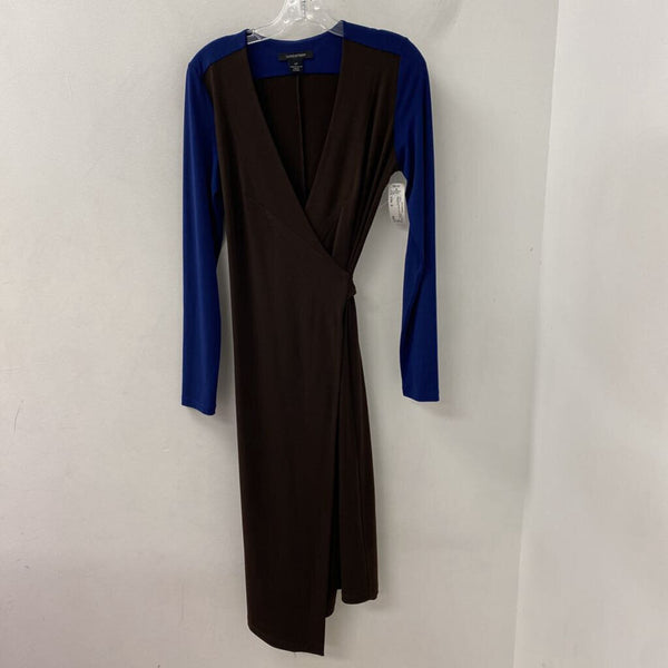 LUNDSTROM WOMEN'S DRESS brown navy blocked S