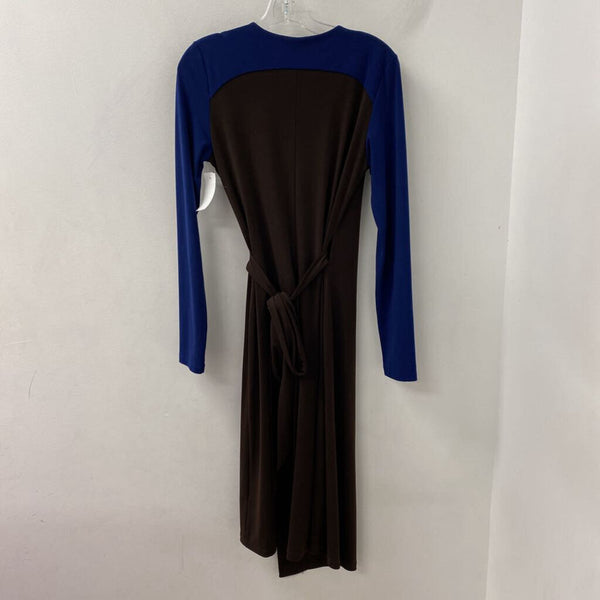 LUNDSTROM WOMEN'S DRESS brown navy blocked S