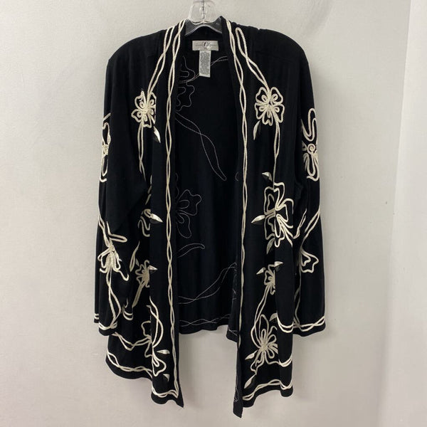WOMEN'S CARDIGAN black cream mix 2X