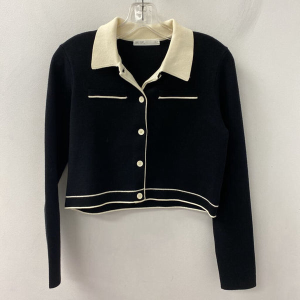 OAK + FORT WOMEN'S CARDIGAN black ivory XS