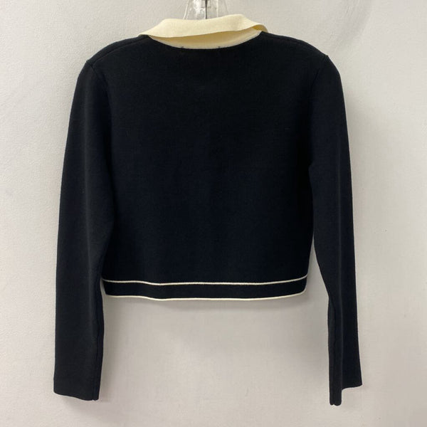 OAK + FORT WOMEN'S CARDIGAN black ivory XS
