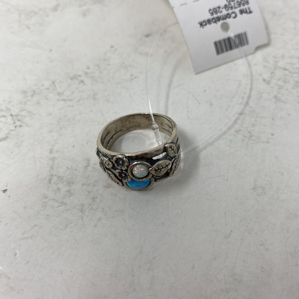 925 WOMEN'S RING silver blue 8
